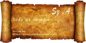 Szögi Aranka névjegykártya